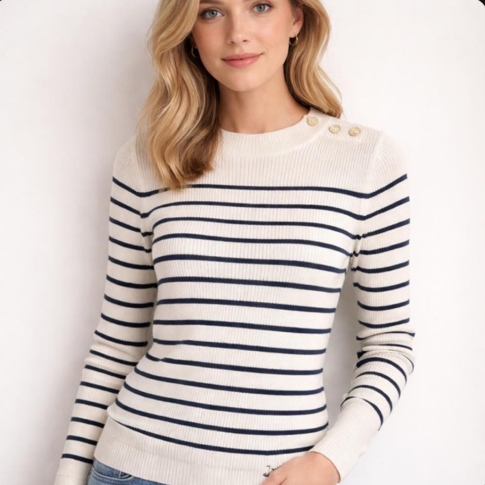 Abercrombie & Fitch Cream and Black Knit Top Women’s Size Small